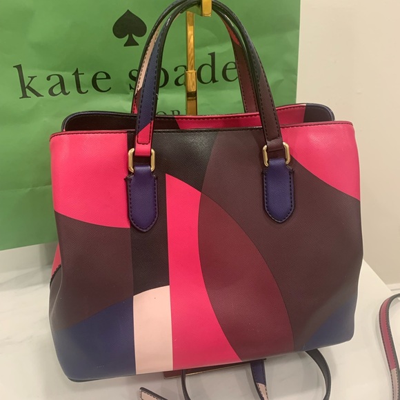 KATE SPADE Geo Spotlight Evangeline Crossbody/ Satchel EUC - Picture 3 of 10